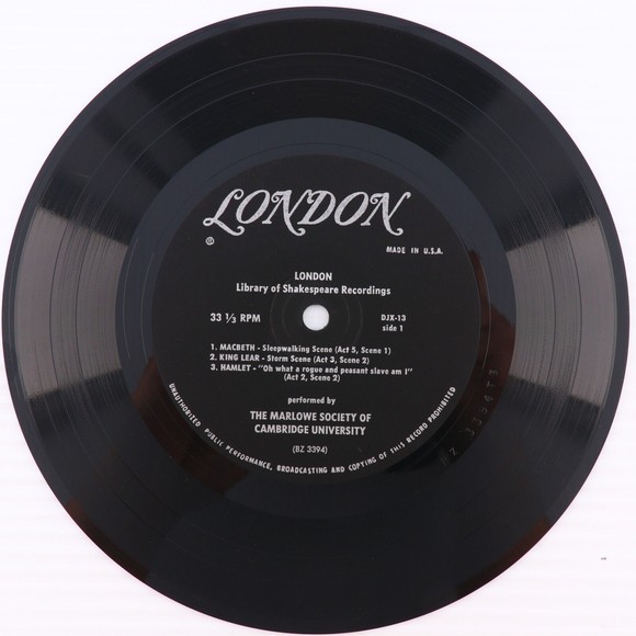 London Library of Shakespeare Recordings Macbeth Hamlet 33 rpm 7" Record DJX-13 - Picture 5 of 16